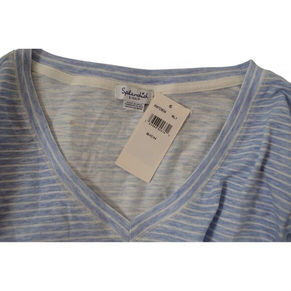 Splendid V-Neck Shortie Pajama Set Small Blue Heather Chalk Stripe NWT - Picture 5 of 5